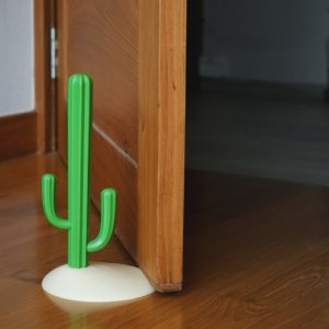 Zarážka do dveří QUALY Cactus, (plast) krémová-zelená