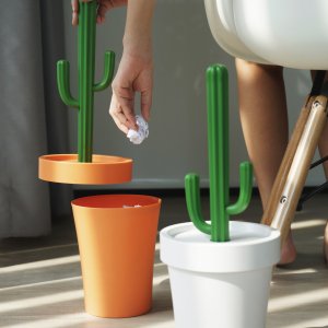 Oranžovo-zelený odpadkový koš QUALY, (kaktus), plast