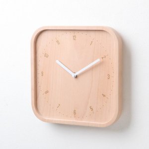 Dřevěné nástěnné hodiny PANA OBJECTS allday Square, (buk), přírodní-bílá (26 cm.)