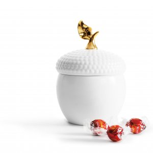 Multifunkční dekorativní dóza SAGAFORM Acorn, porcelán (bílá, zlatá)