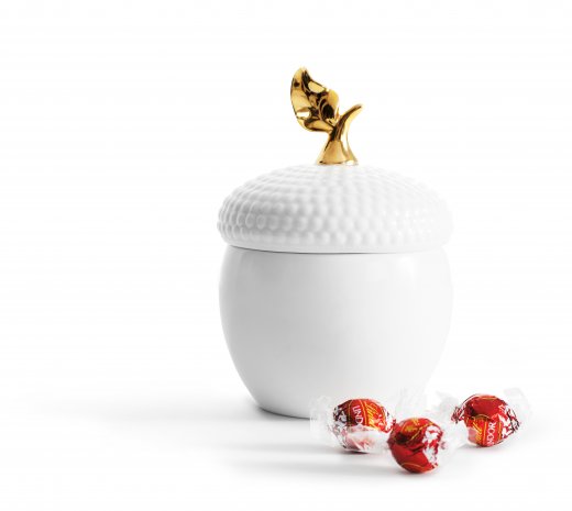 Multifunkční dekorativní dóza SAGAFORM Acorn, porcelán (bílá, zlatá)