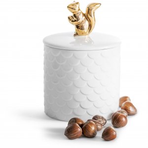 Multifunkční dekorativní dóza SAGAFORM Squirrel, 450 ml. porcelán (bílá, zlatá)