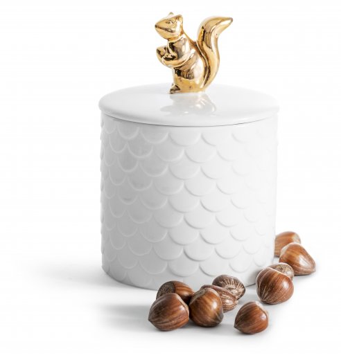 Multifunkční dekorativní dóza SAGAFORM Squirrel, 450 ml. porcelán (bílá, zlatá)
