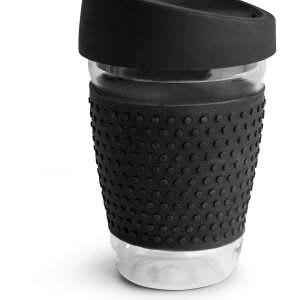 Hrnek na kávu / čaj SAGAFORM To Go, 300 ml., černý (sklo, silikon)