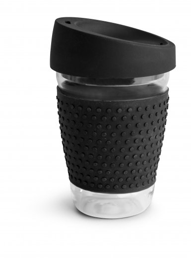 Hrnek na kávu / čaj SAGAFORM To Go, 300 ml., černý (sklo, silikon)