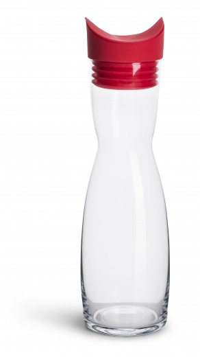 Karafa na vodu s nálevkou v uzávěru SAGAFORM Flip, 1l, červená