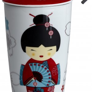 Termohrnek s čajovým sítkem  EIGENART TEAEVE Geisha Red, 350ml