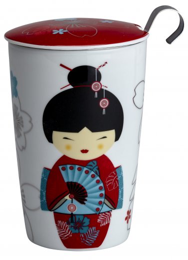 Termohrnek s čajovým sítkem  EIGENART TEAEVE Geisha Red, 350ml