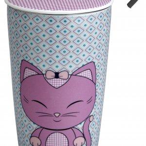 Termohrnek s čajovým sítkem  EIGENART TEAEVE Miew Pinky, 350ml