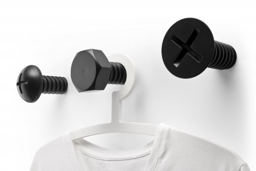 Nástěnné věšáky "šrouby" QUALY Screw Collection, černé