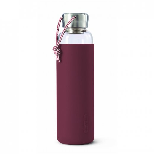 Skleněná láhev na vodu BLACK+BLUM Glass Water Bottle, vínová