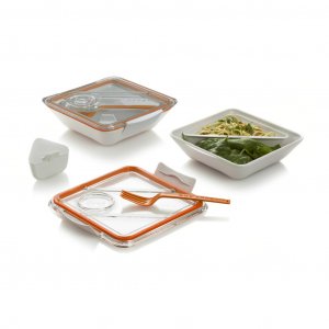 Lunch box BLACK+BLUM Appetit, 880ml, bílý/oranžový