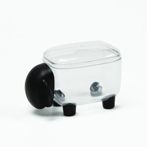 Zásobník QUALY Sheep Shape Container, malý/černý/čirá dóza
