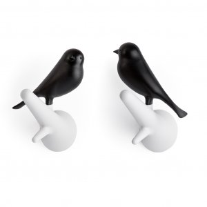Nástěnné věšáky Hook Sparrow, 2ks, bílý-černý