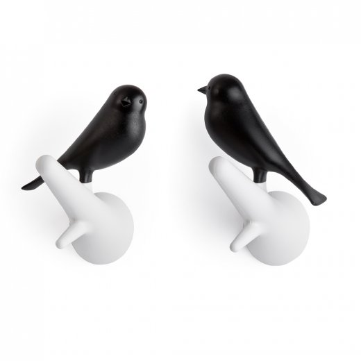 Nástěnné věšáky Hook Sparrow, 2ks, bílý-černý