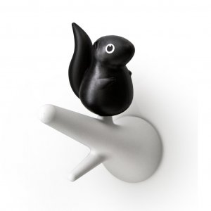 Nástěnné věšáky QUALY Hook Squirrel, 2ks, bílý-černý