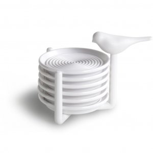 Stojánek s tácky QUALY Sparrow Coaster, bílý