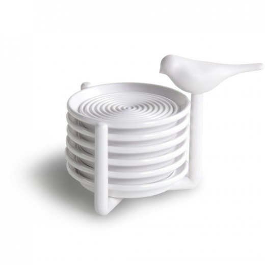 Stojánek s tácky QUALY Sparrow Coaster, bílý