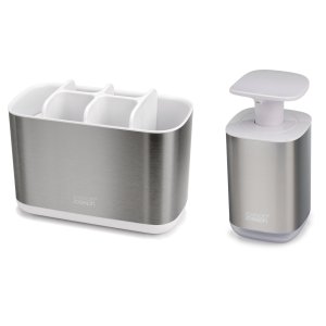 Stojánek na kartáčky s dávkovačem mýdla EasyStore & Presto Steel