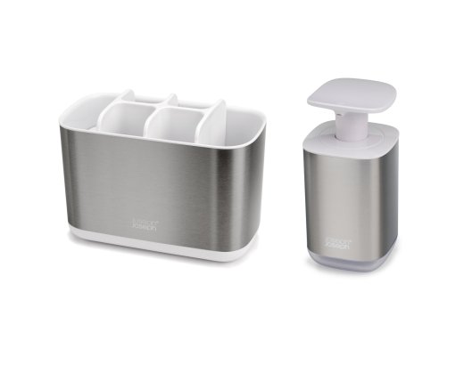 Stojánek na kartáčky s dávkovačem mýdla EasyStore & Presto Steel